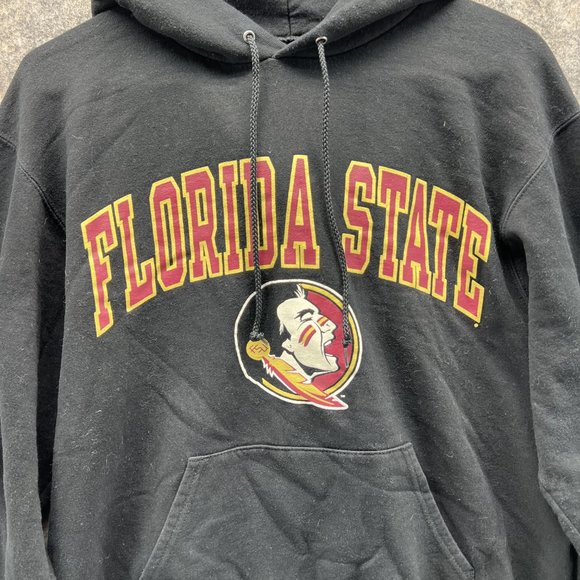 Champion Sweater Men Medium Black Hooded Pocket Florida State Seminoles Pullover - Picture 2 of 12